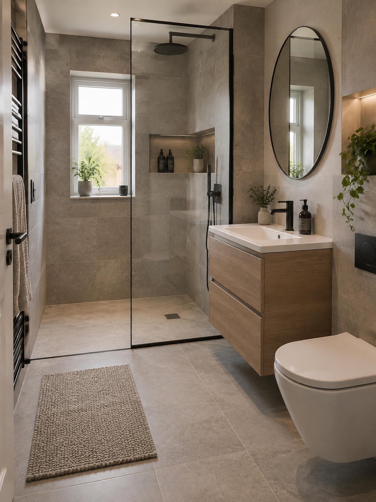 Modern walk-in shower installation